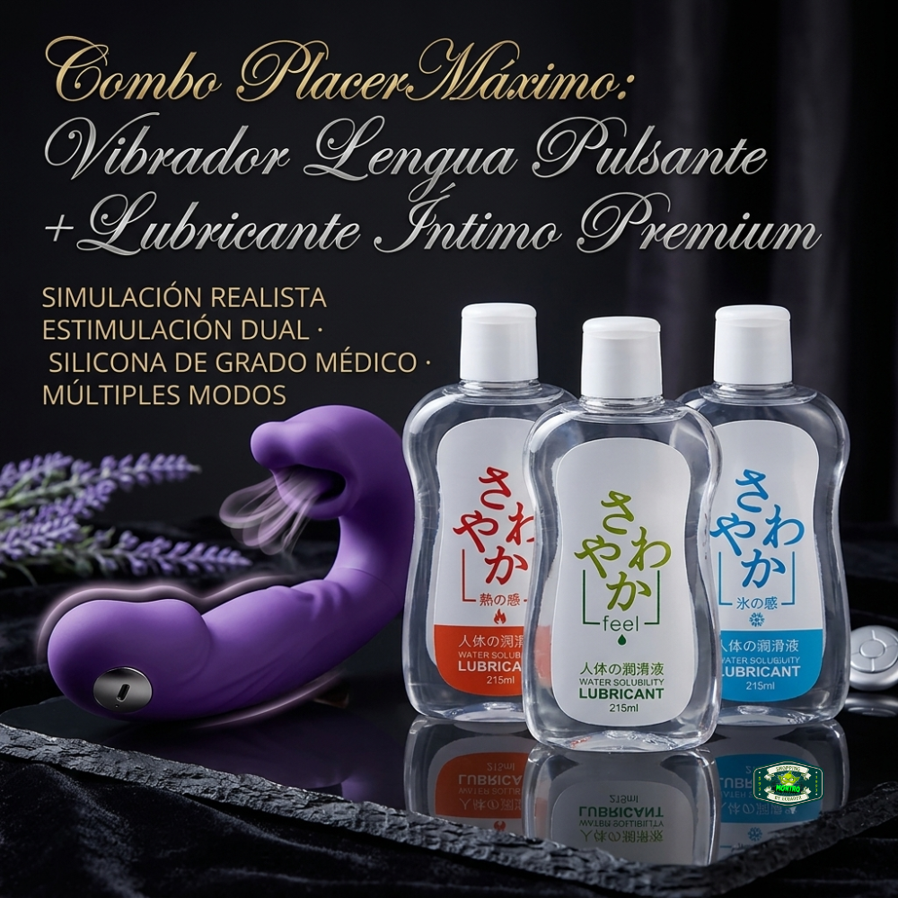 Combo Placer Máximo: Vibrador Lengua Pulsante + Lubricante Íntimo Premium