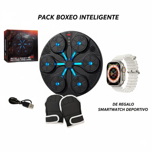 Máquina de boxeo inteligente + guante negro + smart watch de regalo